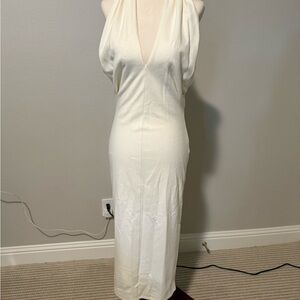 Alice + Olivia light ecru halter dress - lined, NEW WITH TAGS